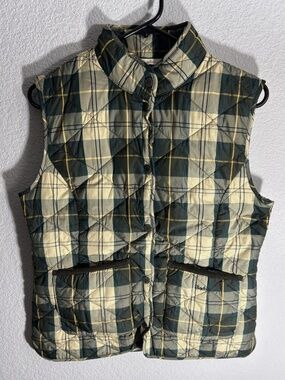 Barbour Quilted Hartan Vest 6 Green Plaid Tartan Gilet Preppy Old Money Luxury